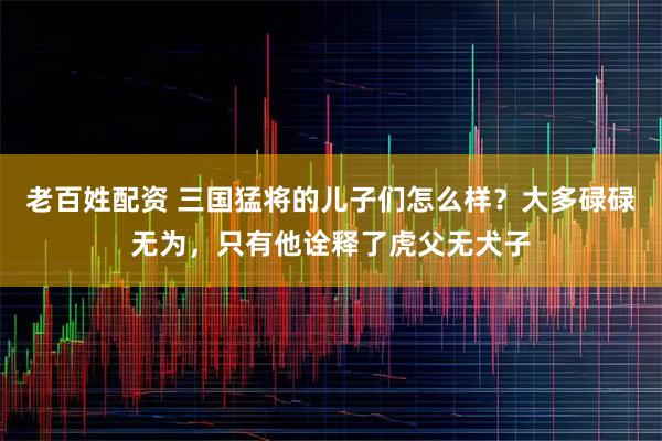 老百姓配资 三国猛将的儿子们怎么样？大多碌碌无为，只有他诠释了虎父无犬子